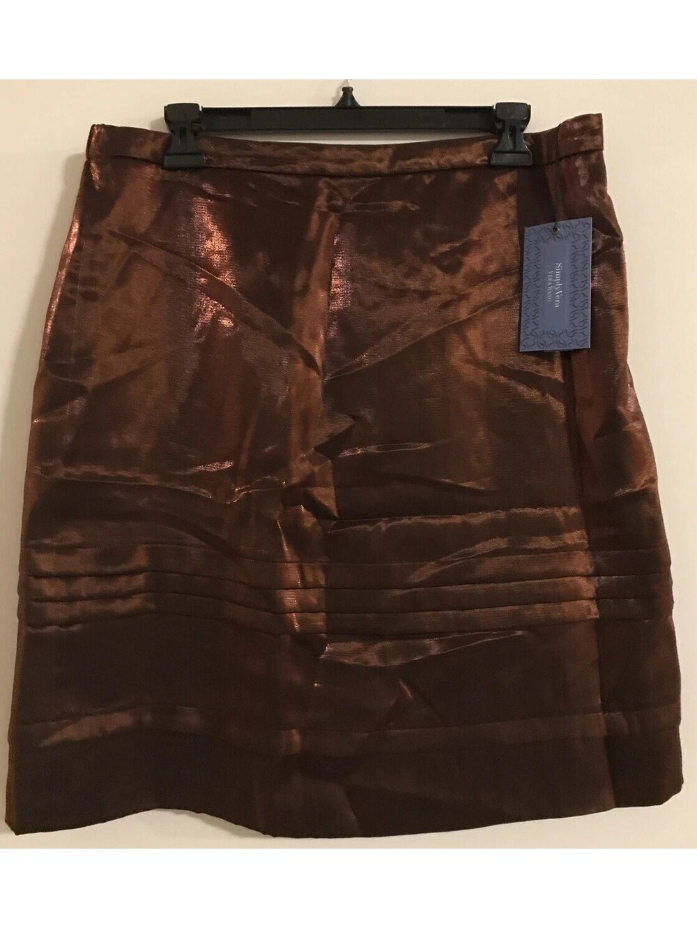 Simply Vera Womens Size 14 Knee Length Copper Colored Shiny Skirt NWT! M161